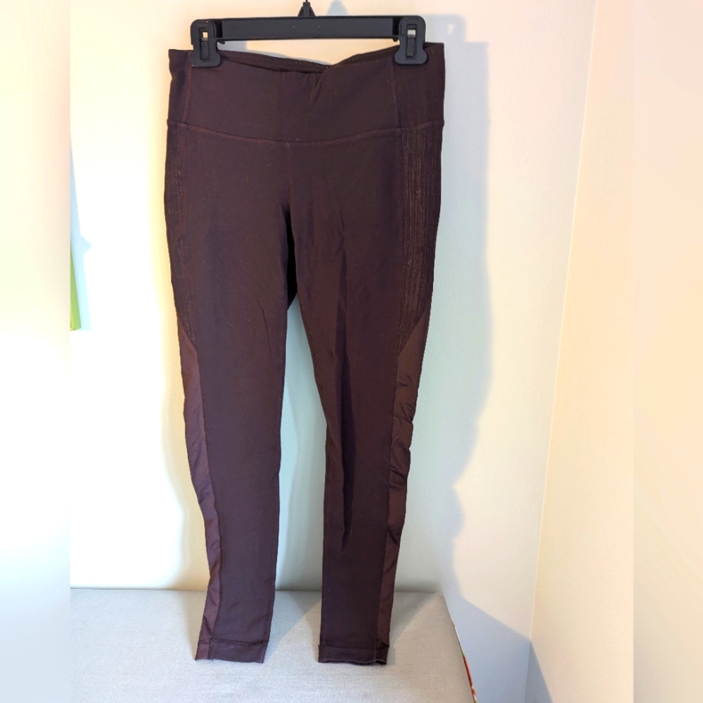 Athleta Maroon Leggings with Side Stripe Pattern Size M Medium - Picture 2 of 5